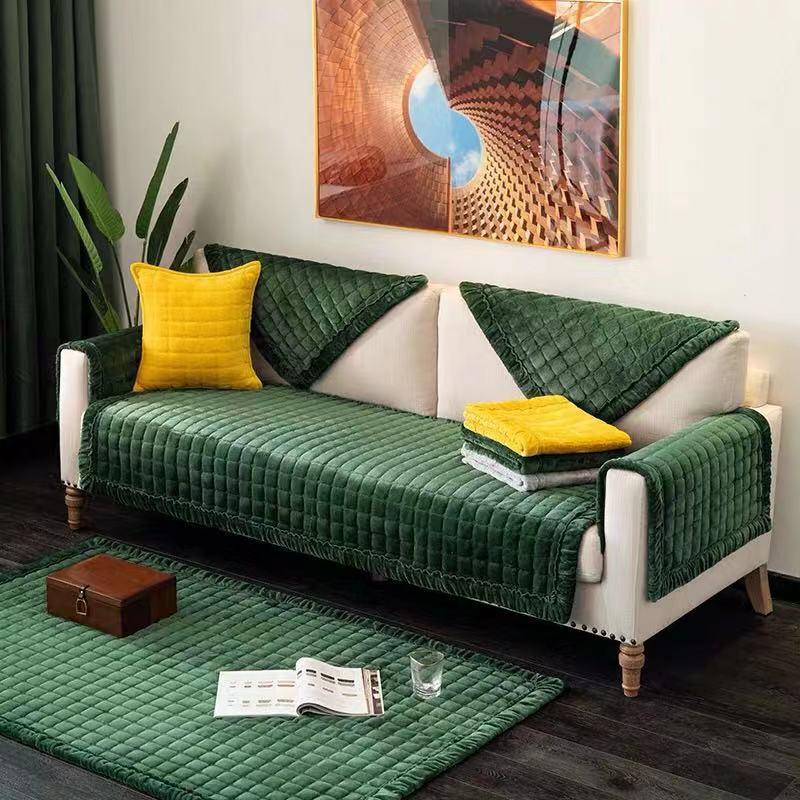 Slipcover Plush Sofa Towel Enhances Living Room Decor with Non-Slip Protection for Furniture - TaroTextile