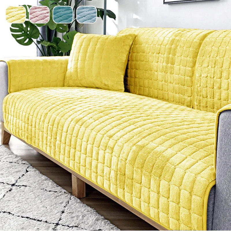 Sofa Cushion Plush Winter Thick Non-Slip Sofa Cushion Sofa Towel Flannel Cushion Universal Sofa Decoration Cover - TaroTextile