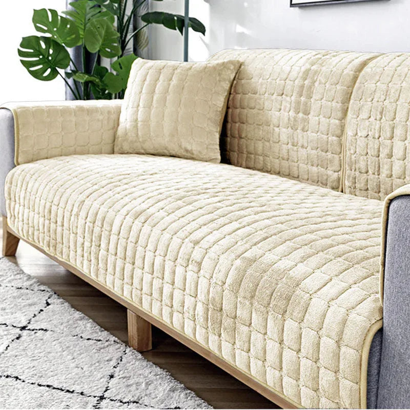 Sofa Cushion Plush Winter Thick Non-Slip Sofa Cushion Sofa Towel Flannel Cushion Universal Sofa Decoration Cover - TaroTextile