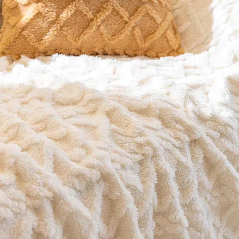 Soft Coral Plush Sofa Blanket Cozy Warm Throw Blanket Universal Slipcover - TaroTextile