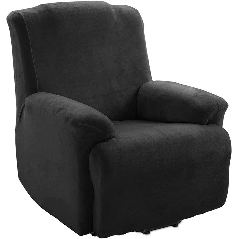 Soft Plush Velvet Recliner Chair Cover - Fleece Armchair Slipcover with Pocket - 4 Pieces Furniture Cover Protector for Reclining Chair - TaroTextile