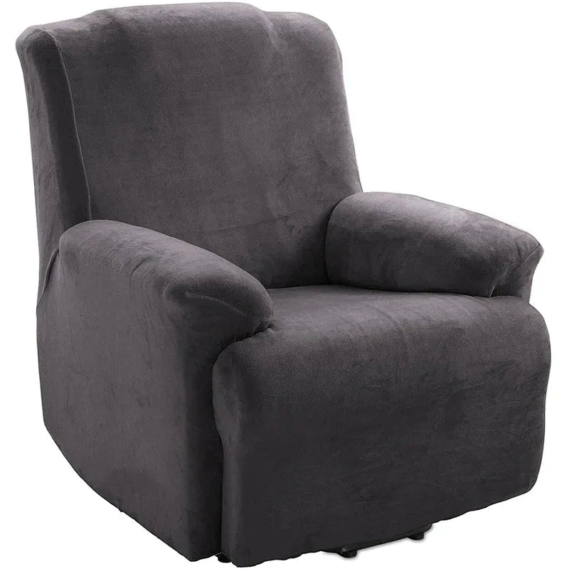 Soft Plush Velvet Recliner Chair Cover - Fleece Armchair Slipcover with Pocket - 4 Pieces Furniture Cover Protector for Reclining Chair - TaroTextile