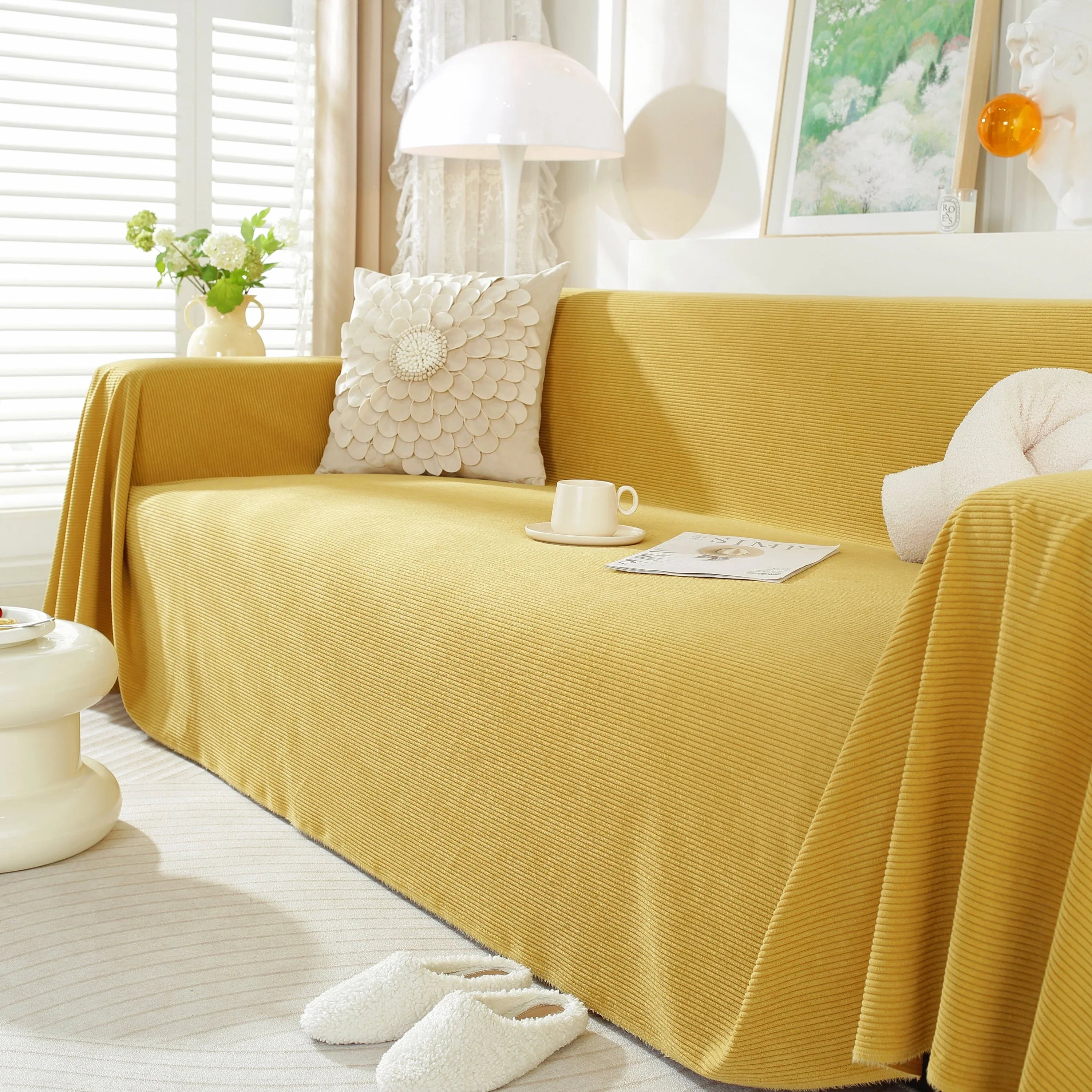 Soft Plush Warm Couch Cover Blanket for Sofa, Waterproof and Machine Washable Couch Throw Cover - TaroTextile