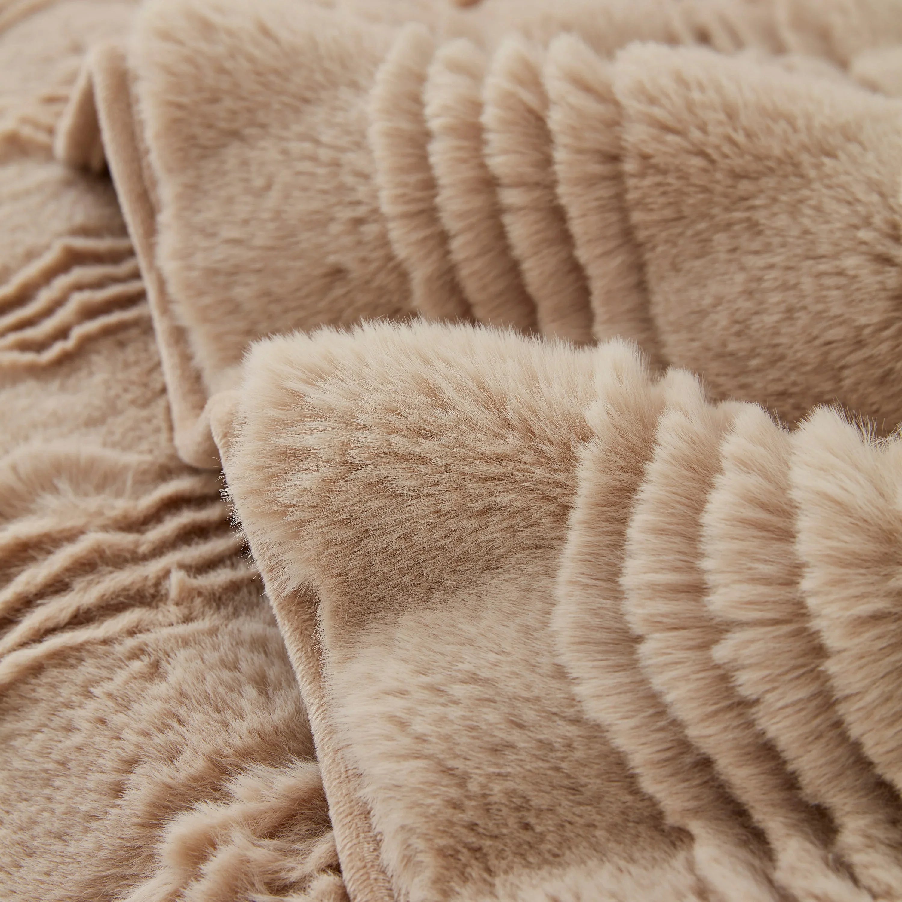 Soft Thick Faux Fur Sofa Cover Stripe Fluffy Fuzzy Non-Slip Washable Couch Covers - TaroTextile