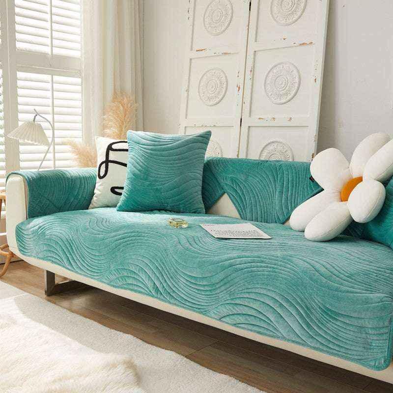 Soft Velvet Sofa Mat Non-Slip Cozy Couch Chair Cover Durable Slipcover - TaroTextile