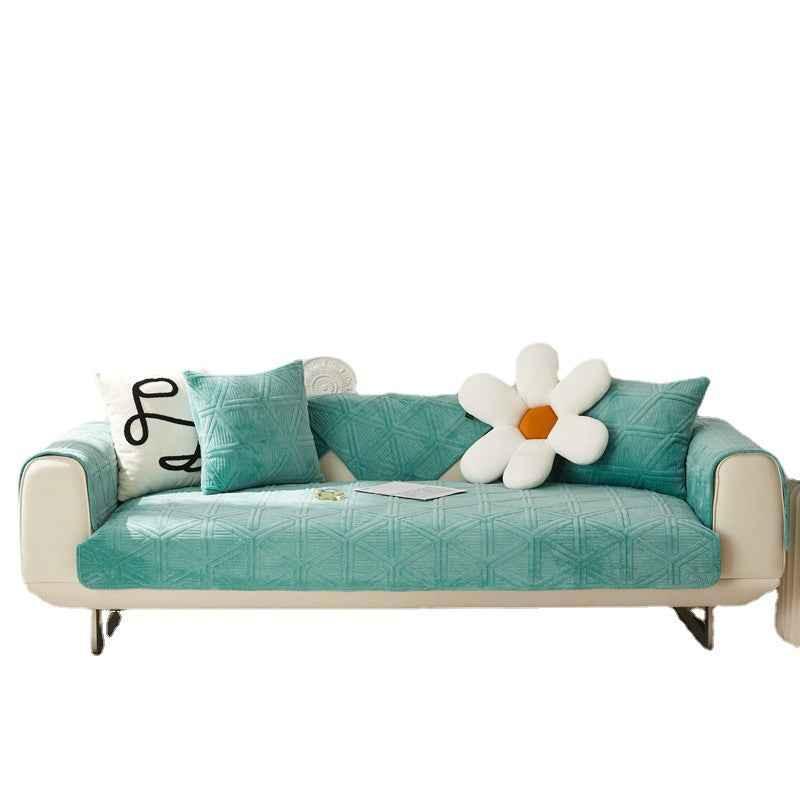 Soft Velvet Sofa Mat Non-Slip Cozy Couch Chair Cover Durable Slipcover - TaroTextile