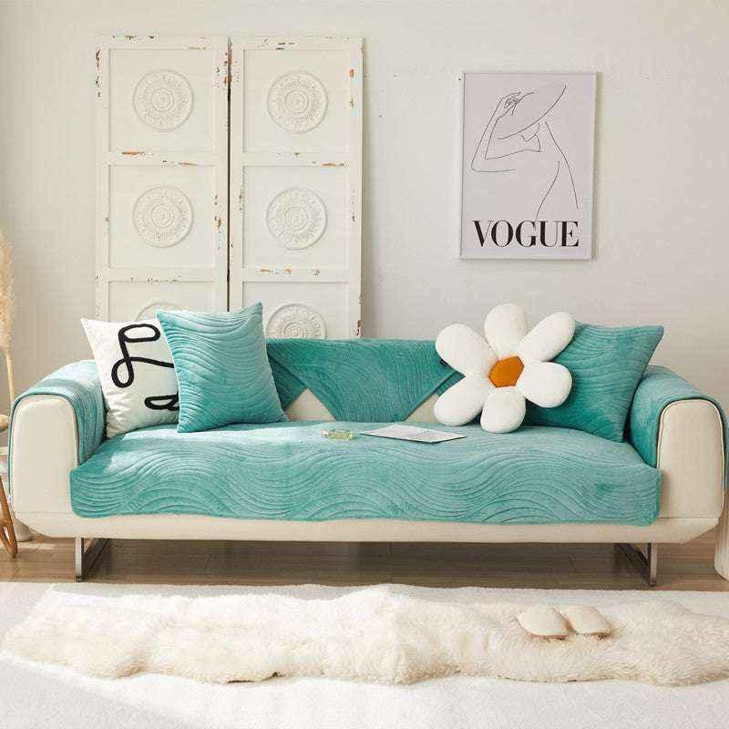 Soft Velvet Sofa Mat Non-Slip Cozy Couch Chair Cover Durable Slipcover - TaroTextile