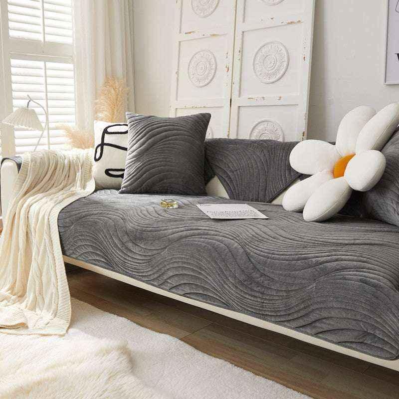 Soft Velvet Sofa Mat Non-Slip Cozy Couch Chair Cover Durable Slipcover - TaroTextile