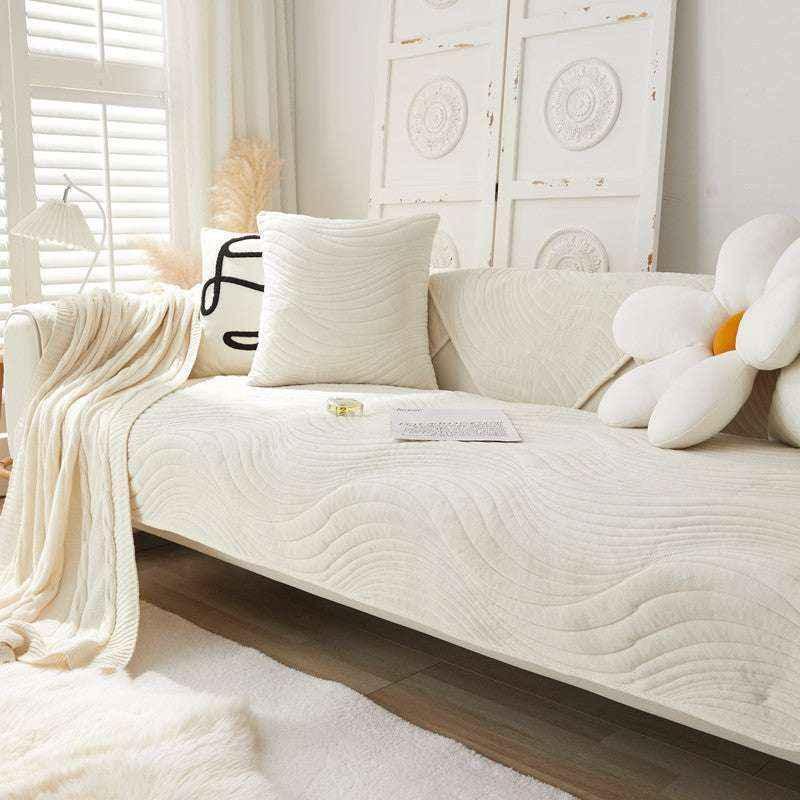 Soft Velvet Sofa Mat Non-Slip Cozy Couch Chair Cover Durable Slipcover - TaroTextile