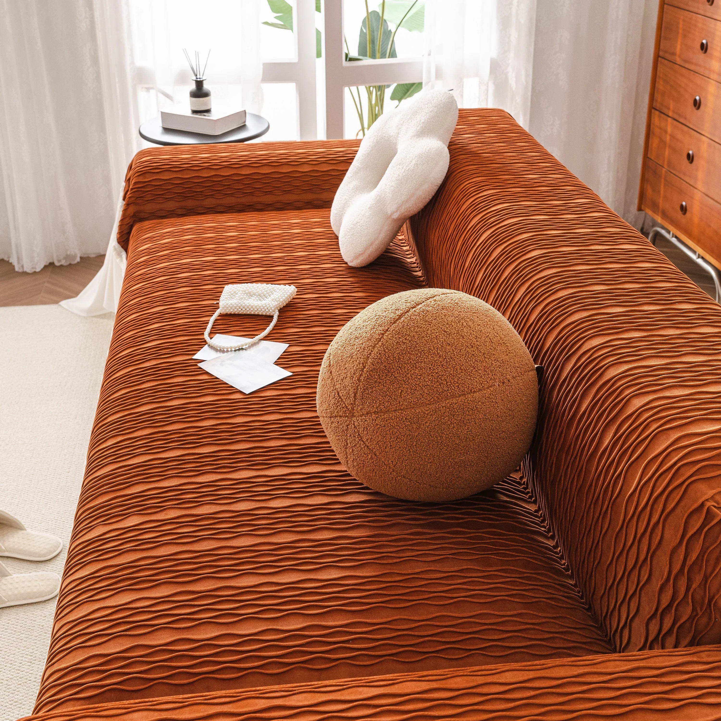 Soft Warm Flannel Couch Cover Throw Blanket with French Flounce, Beautiful Furniture Throws for Sofas - TaroTextile