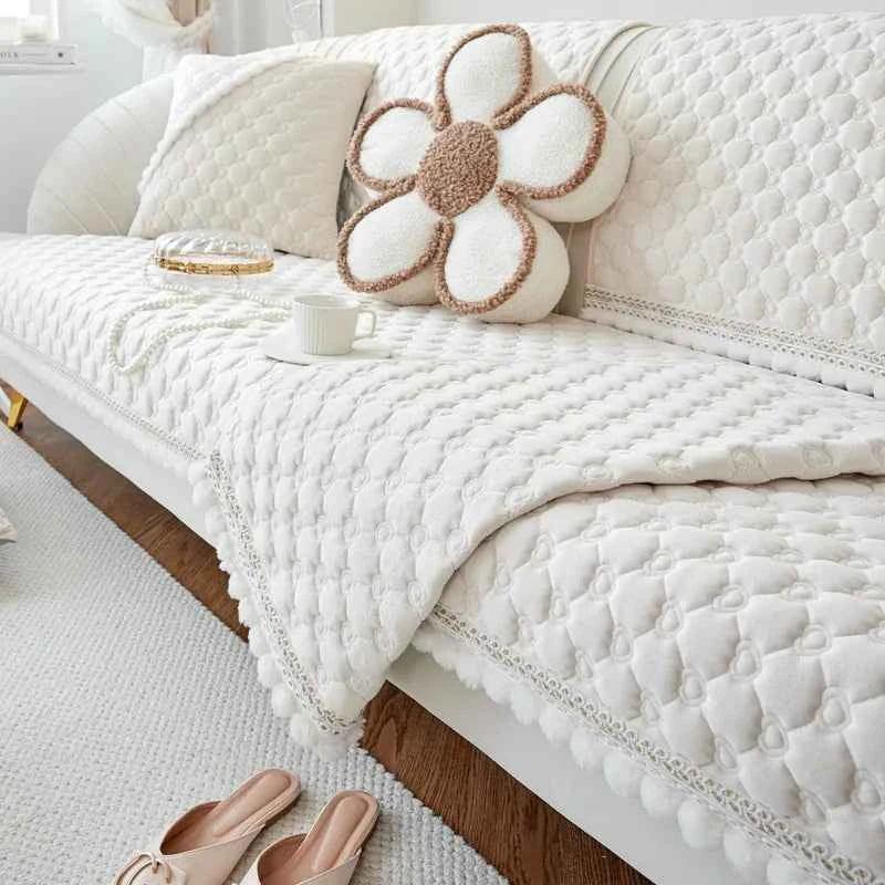 Soft Warm Sofa Cover Coral Fleece Chair Mat Universal Plush Couch Cover - TaroTextile