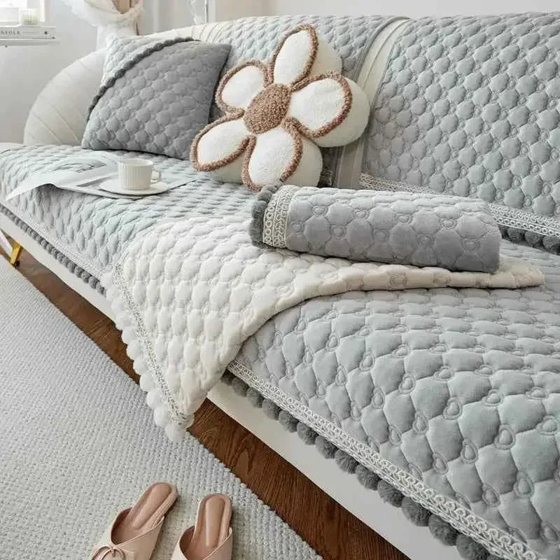 Soft Warm Sofa Cover Coral Fleece Chair Mat Universal Plush Couch Cover - TaroTextile