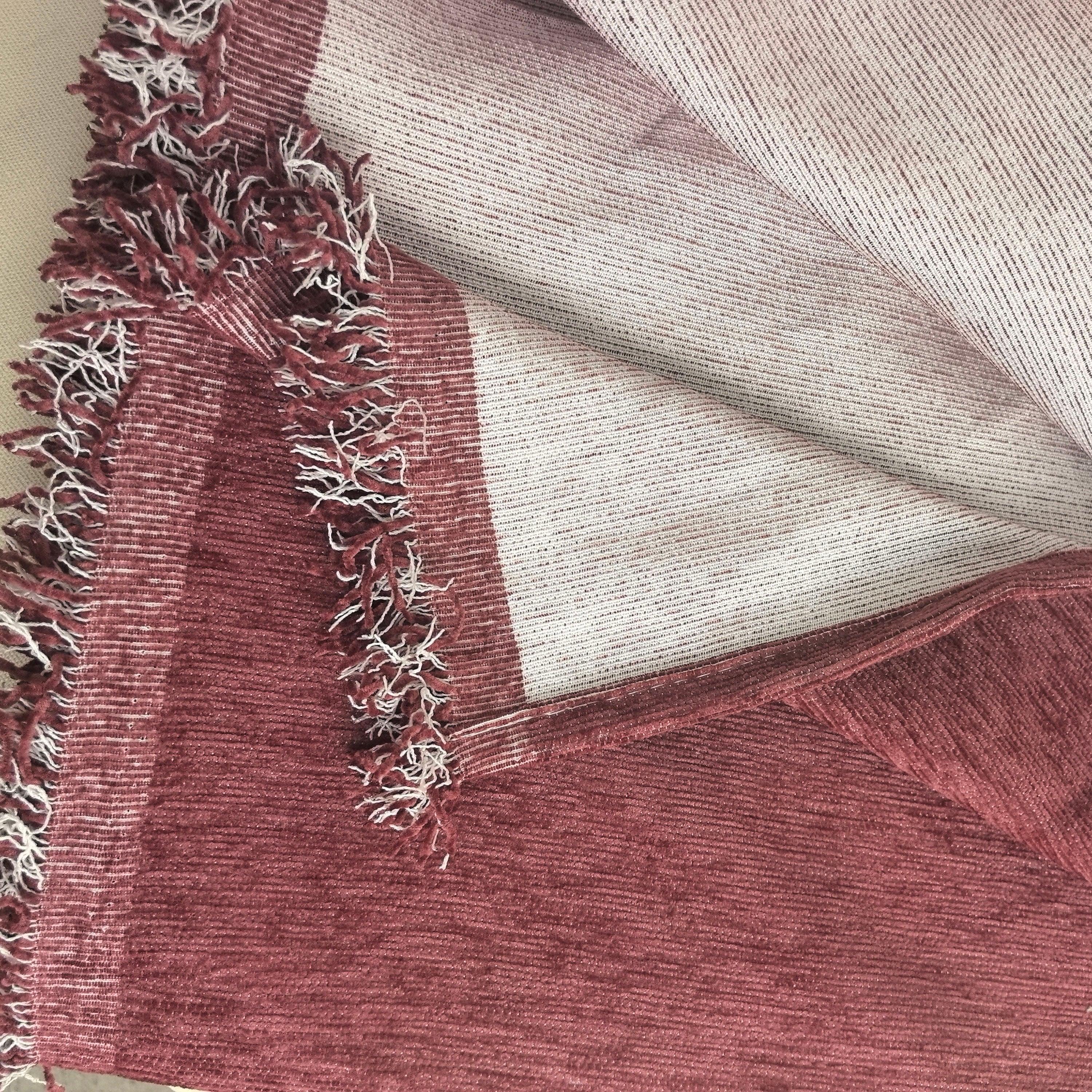 Solid Color Chenille Sofa Throw Blanket, Soft & Plush Decorative Couch Throw Cover - TaroTextile