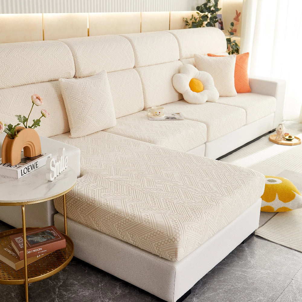 Stretch Jacquard Fleece Settee Cushion Covers, Stylish Non Slip Couch Cushion Covers for Sectional Sofas - TaroTextile