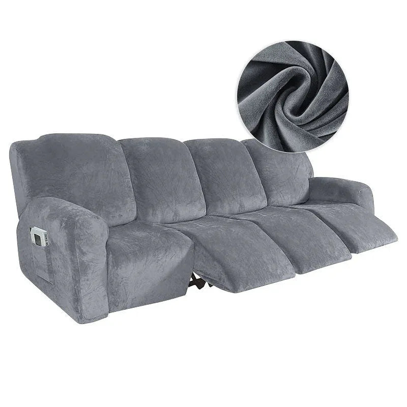 Elastic Recliner Sofa Cover in Velvet Fabric - Fits 1/2/3/4 Seats - Ideal for Lazy Boy Recliner Chairs - TaroTextile