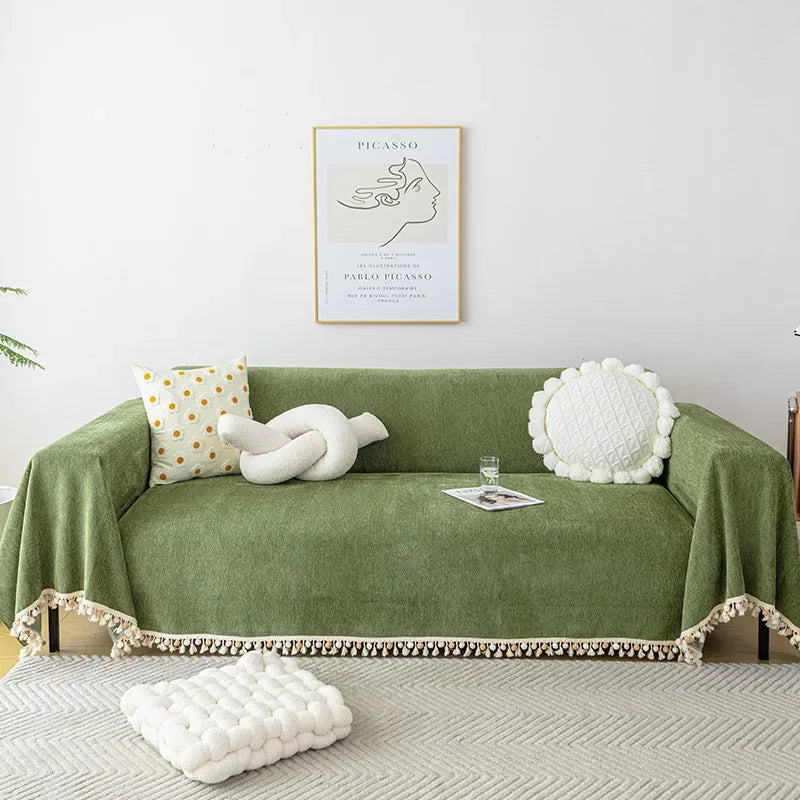 Stylish Chenille Sofa Cover Durable Sectional Couch Cover Blanket Furniture Protector - TaroTextile