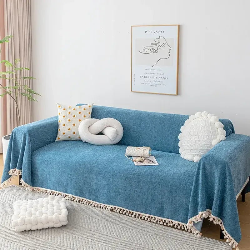 Stylish Chenille Sofa Cover Durable Sectional Couch Cover Blanket Furniture Protector - TaroTextile