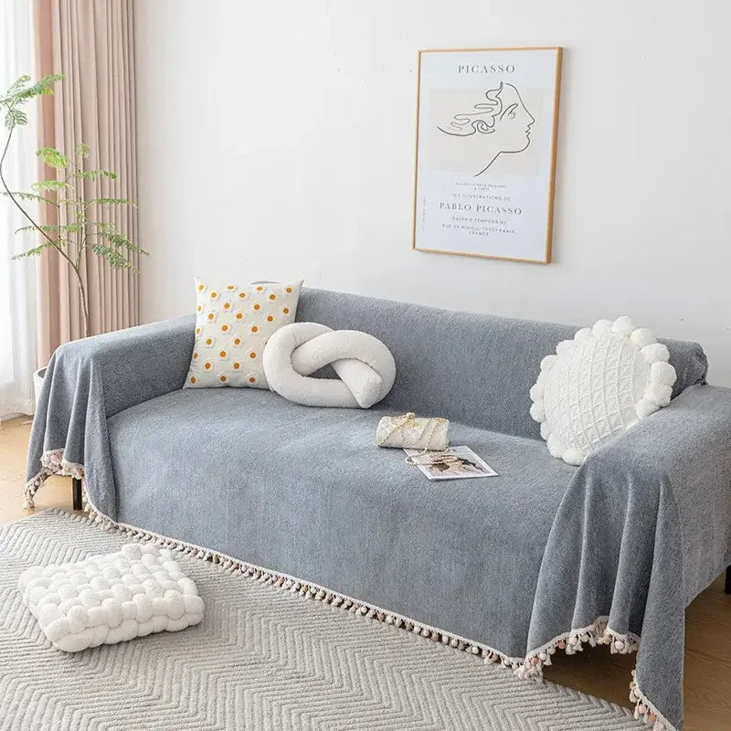 Stylish Chenille Sofa Cover Durable Sectional Couch Cover Blanket Furniture Protector - TaroTextile