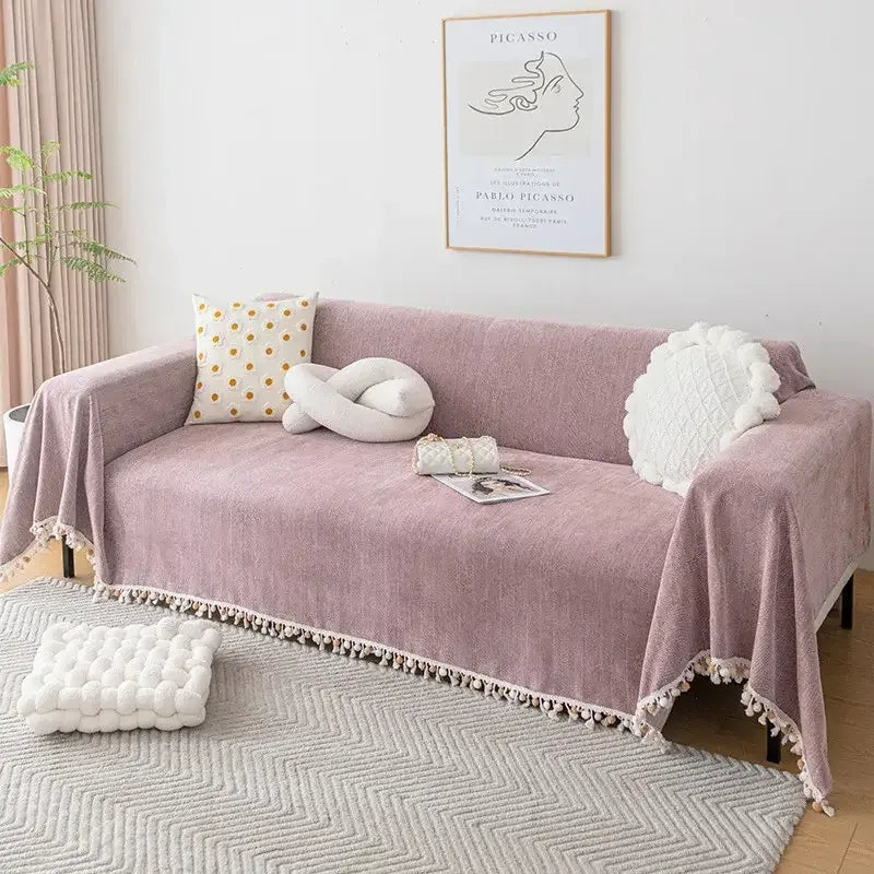 Stylish Chenille Sofa Cover Durable Sectional Couch Cover Blanket Furniture Protector - TaroTextile