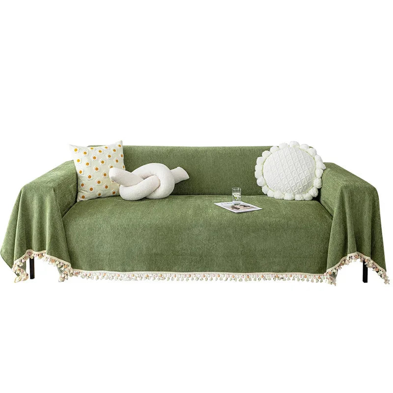 Stylish Chenille Sofa Cover Durable Sectional Couch Cover Blanket Furniture Protector - TaroTextile