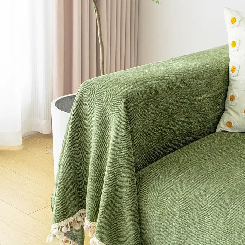 Stylish Chenille Sofa Cover Durable Sectional Couch Cover Blanket Furniture Protector - TaroTextile