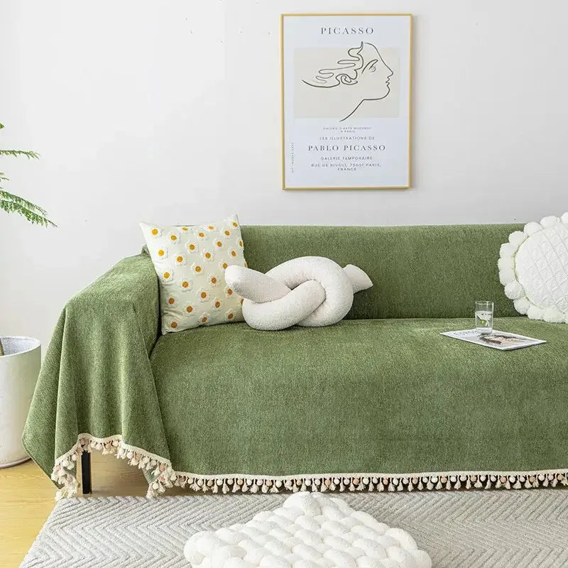 Stylish Chenille Sofa Cover Durable Sectional Couch Cover Blanket Furniture Protector - TaroTextile