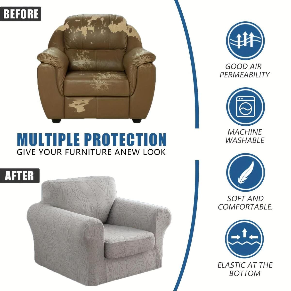 TaroTextile Premium Stretch Jacquard Armchair Slipcover 