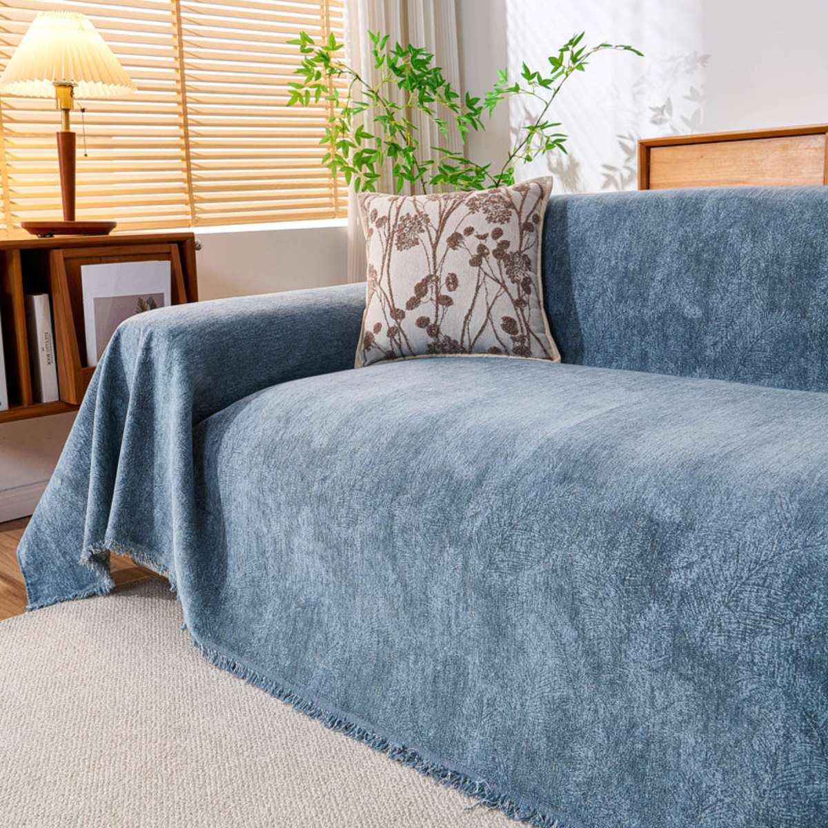 Reversible Chenille Throw Blanket - Pet-Friendly Couch Cover Machine Washable Sofa Slipcover