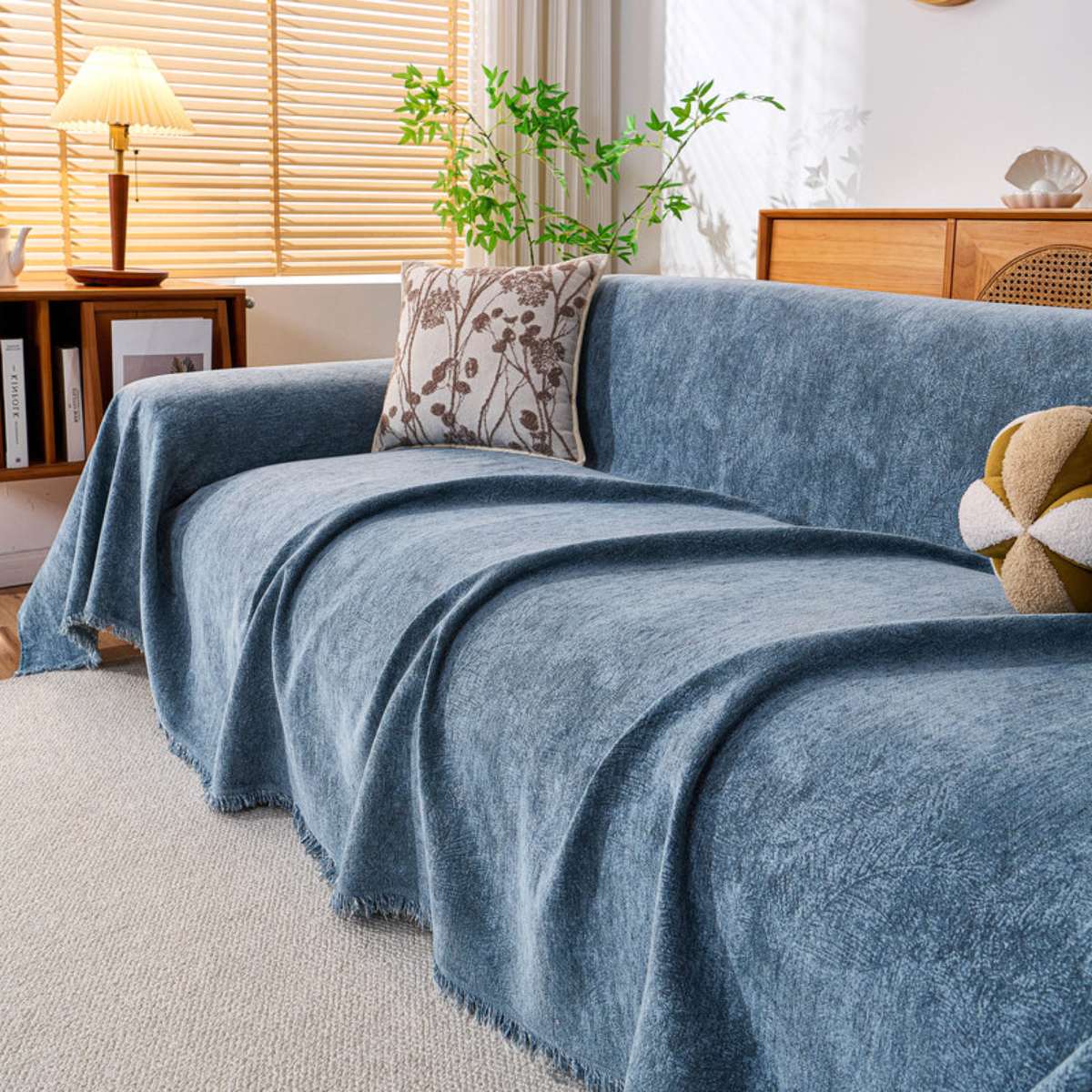 Reversible Chenille Throw Blanket - Pet-Friendly Couch Cover Machine Washable Sofa Slipcover