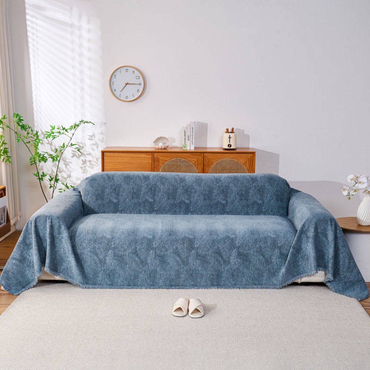 Reversible Chenille Throw Blanket - Pet-Friendly Couch Cover Machine Washable Sofa Slipcover