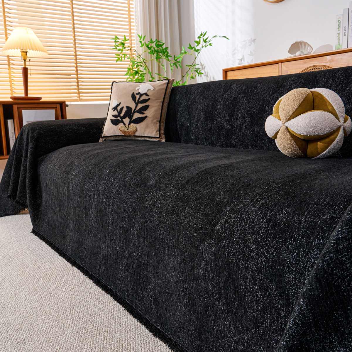 Reversible Chenille Throw Blanket - Pet-Friendly Couch Cover Machine Washable Sofa Slipcover