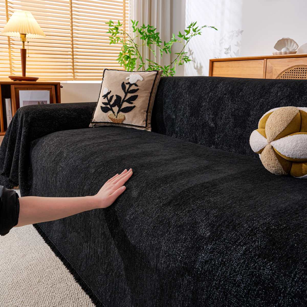 Reversible Chenille Throw Blanket - Pet-Friendly Couch Cover Machine Washable Sofa Slipcover