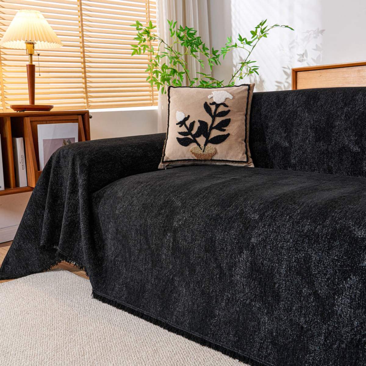 Reversible Chenille Throw Blanket - Pet-Friendly Couch Cover Machine Washable Sofa Slipcover