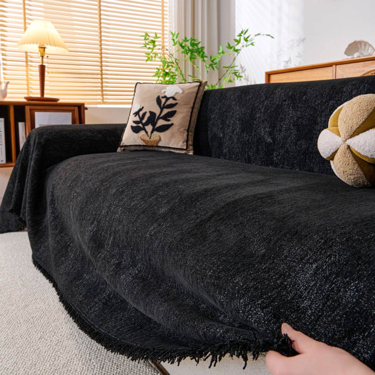 Reversible Chenille Throw Blanket - Pet-Friendly Couch Cover Machine Washable Sofa Slipcover