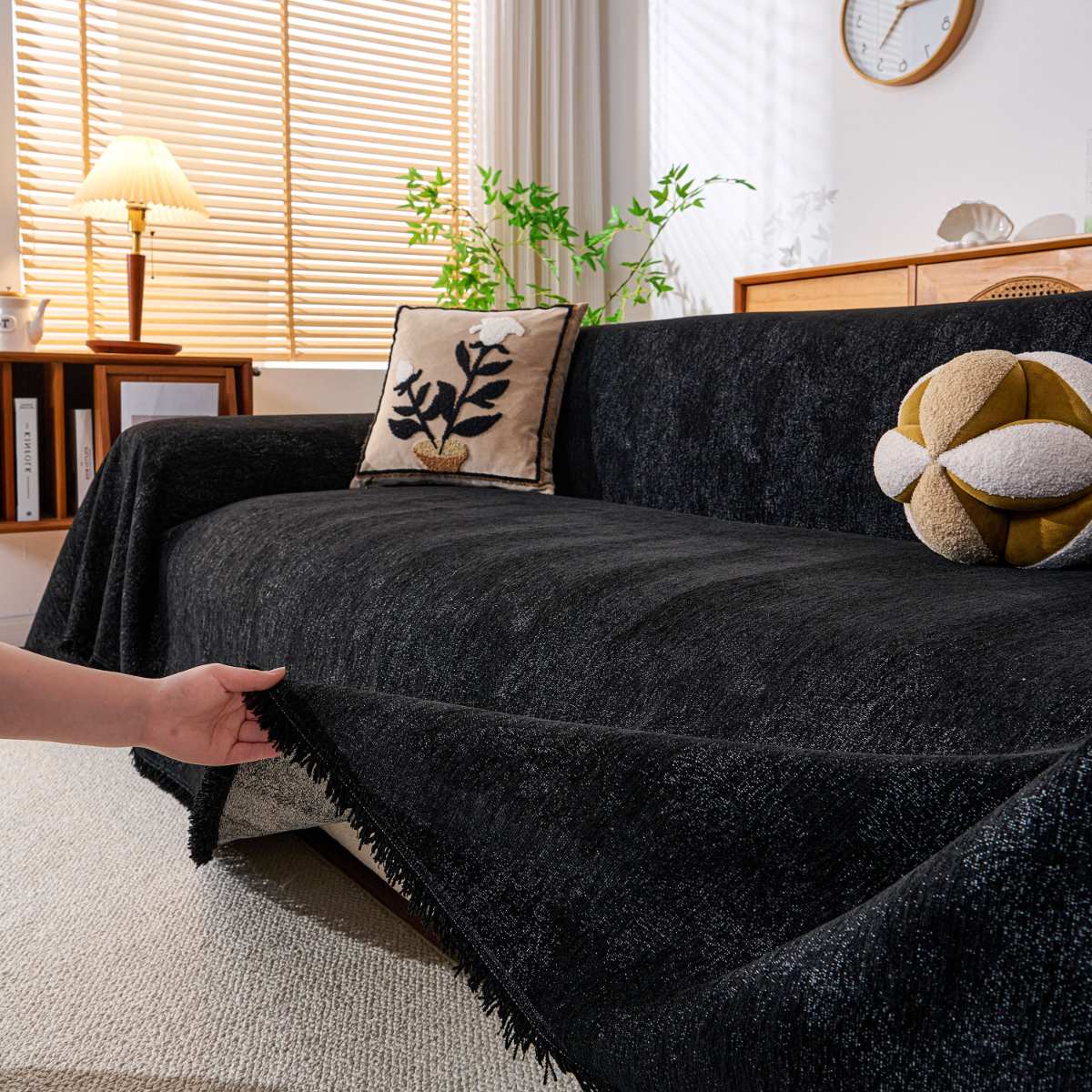 Reversible Chenille Throw Blanket - Pet-Friendly Couch Cover Machine Washable Sofa Slipcover