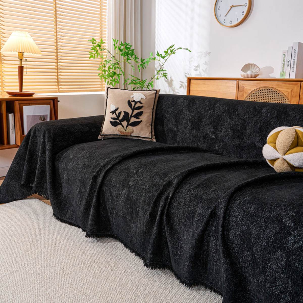 Reversible Chenille Throw Blanket - Pet-Friendly Couch Cover Machine Washable Sofa Slipcover