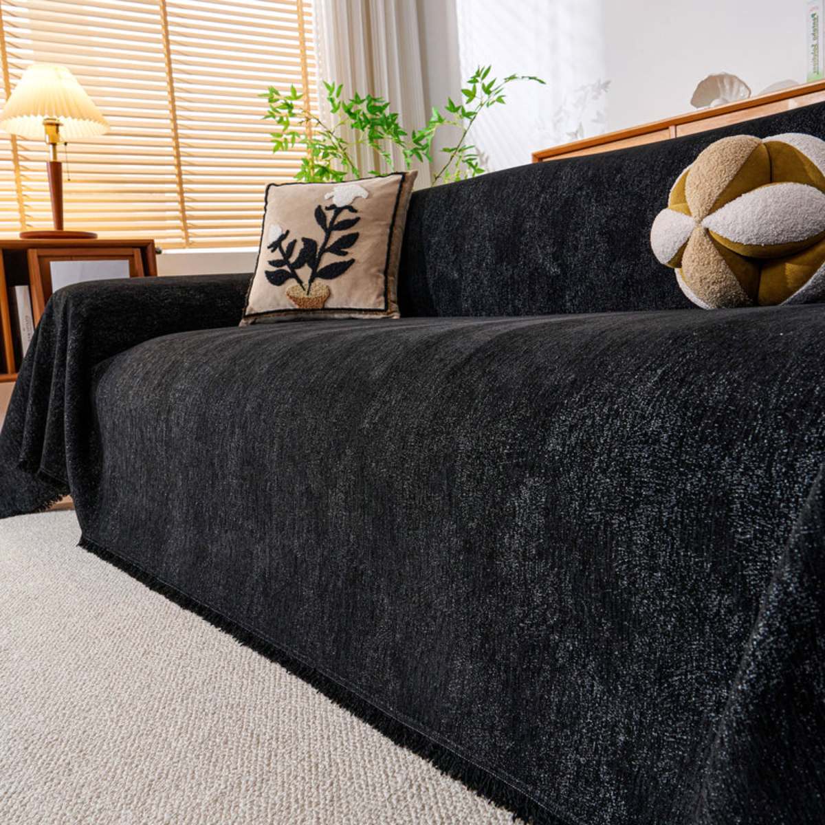 Reversible Chenille Throw Blanket - Pet-Friendly Couch Cover Machine Washable Sofa Slipcover