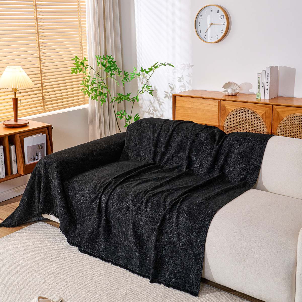 Reversible Chenille Throw Blanket - Pet-Friendly Couch Cover Machine Washable Sofa Slipcover
