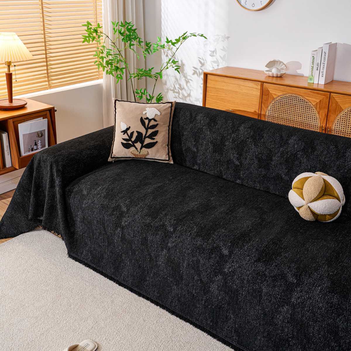 Reversible Chenille Throw Blanket - Pet-Friendly Couch Cover Machine Washable Sofa Slipcover