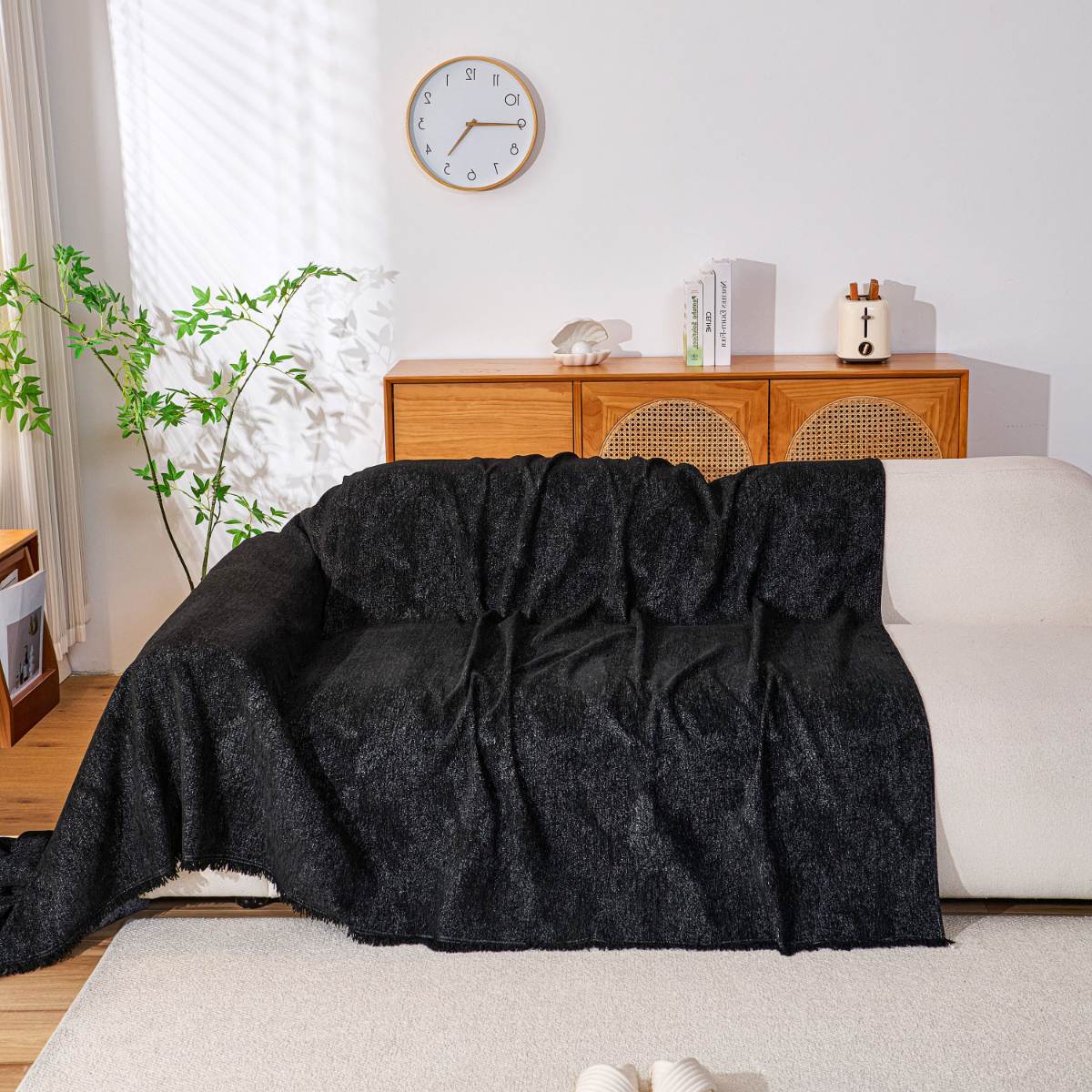 Reversible Chenille Throw Blanket - Pet-Friendly Couch Cover Machine Washable Sofa Slipcover