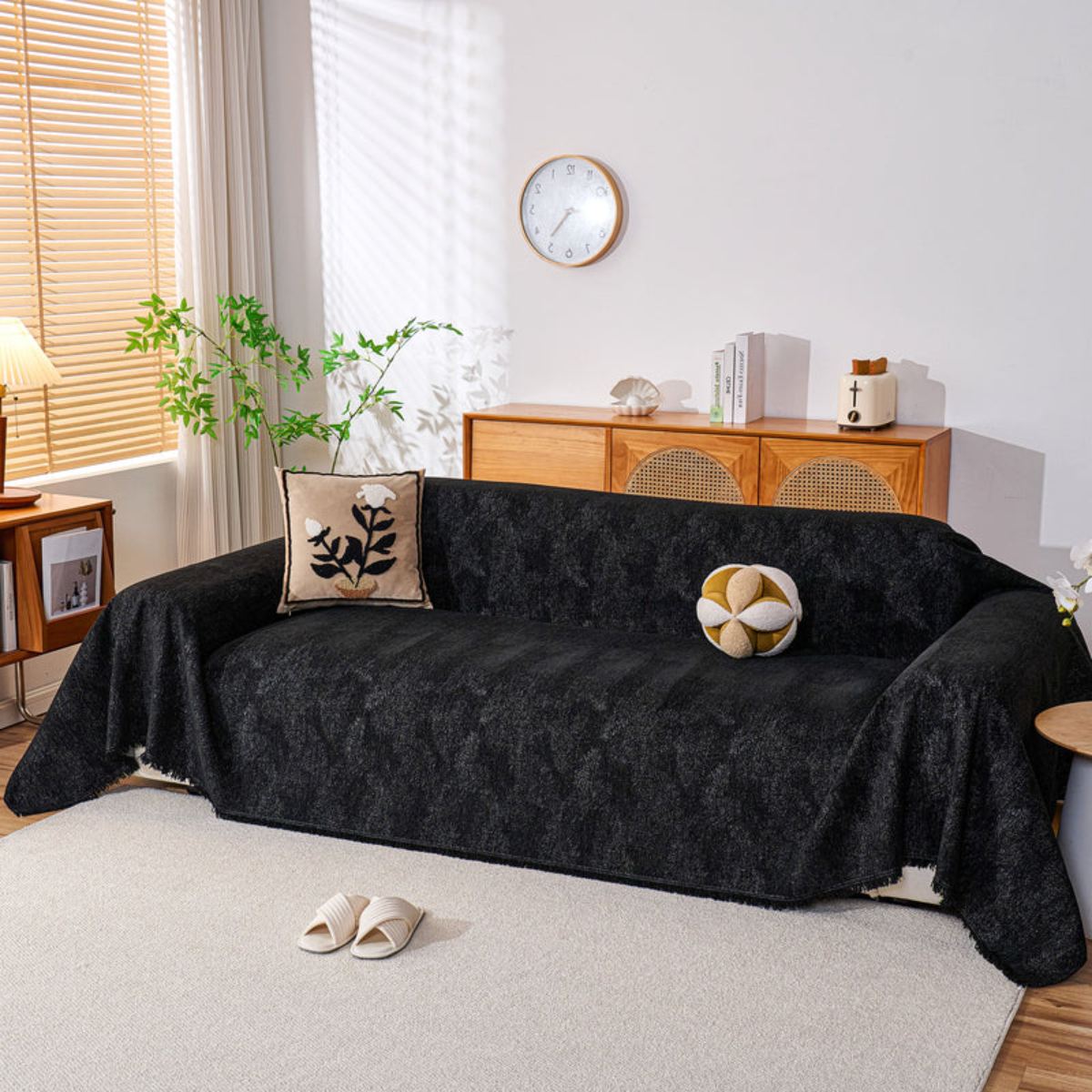 Reversible Chenille Throw Blanket - Pet-Friendly Couch Cover Machine Washable Sofa Slipcover