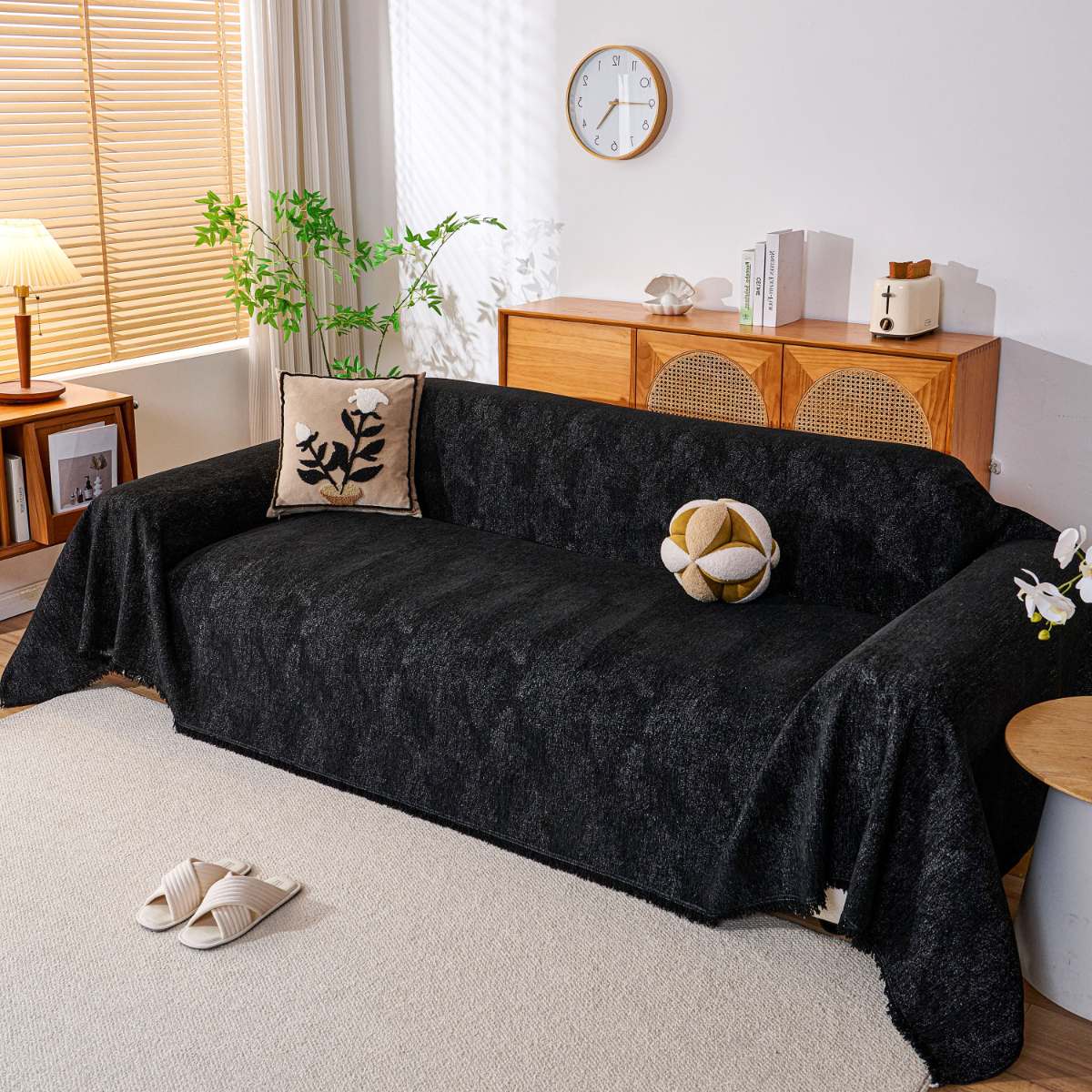 Reversible Chenille Throw Blanket - Pet-Friendly Couch Cover Machine Washable Sofa Slipcover