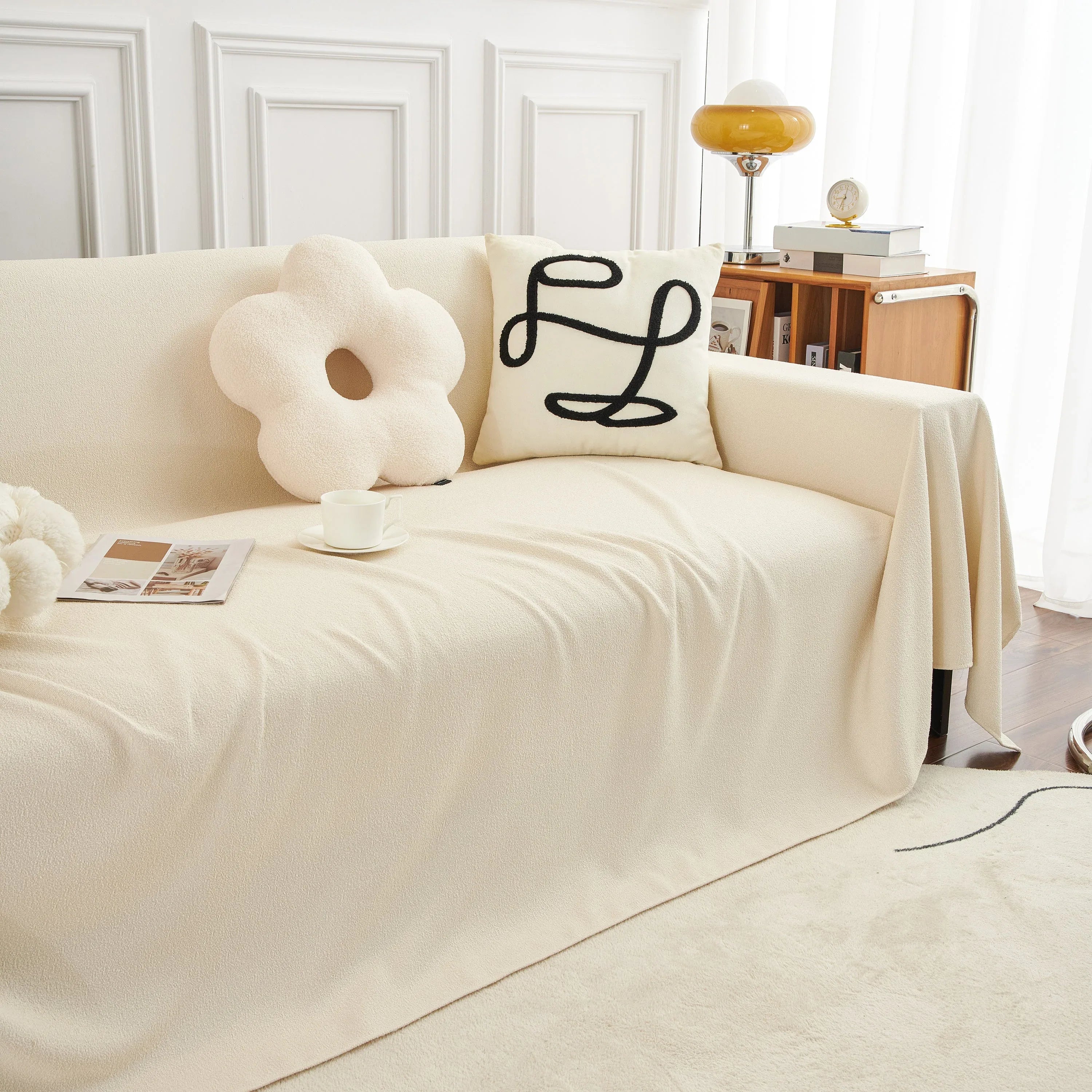 Teddy Throw Blanket and Stylish Slipcover for Couch, Waterproof Sofa Cover for Pets - TaroTextile