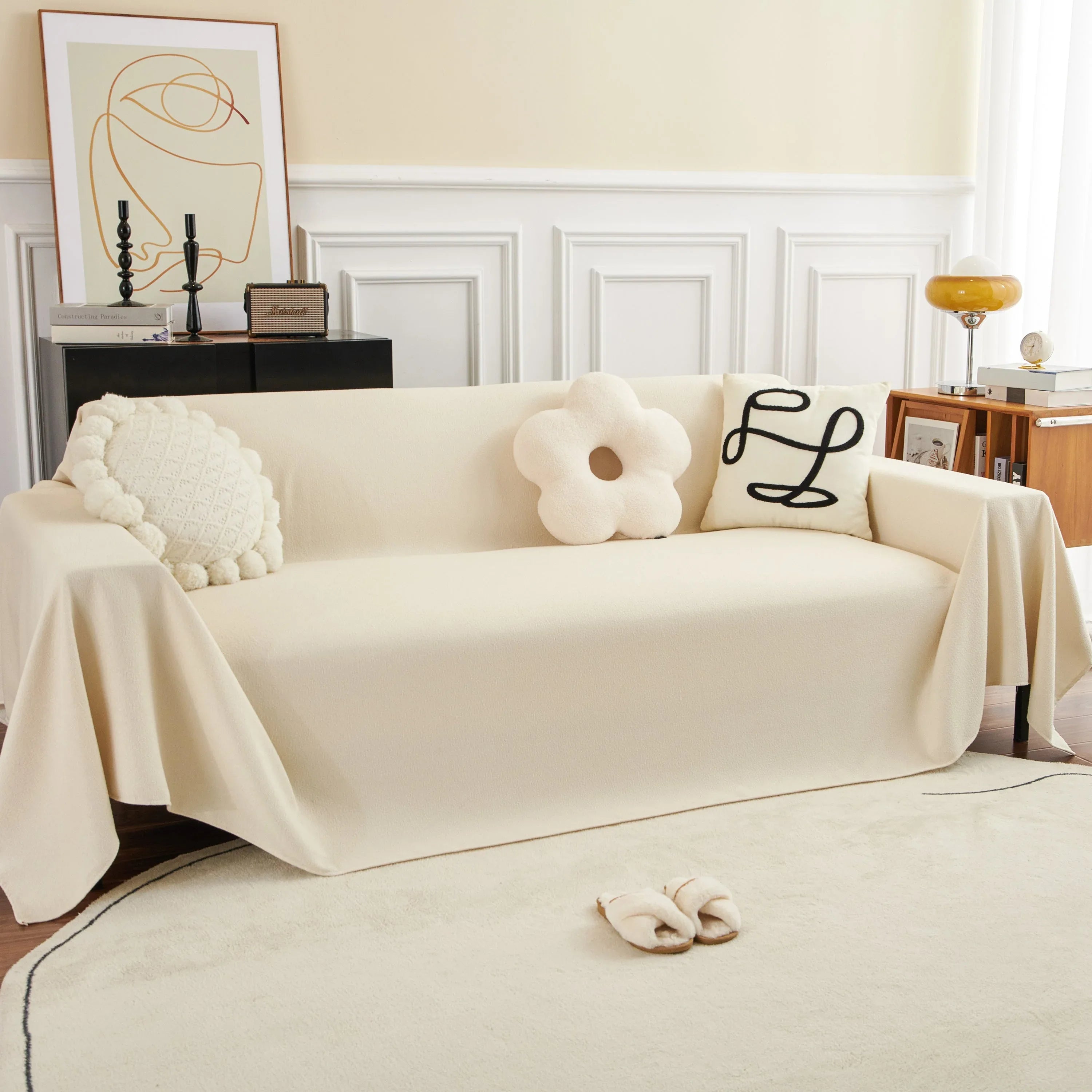 Teddy Throw Blanket and Stylish Slipcover for Couch, Waterproof Sofa Cover for Pets - TaroTextile