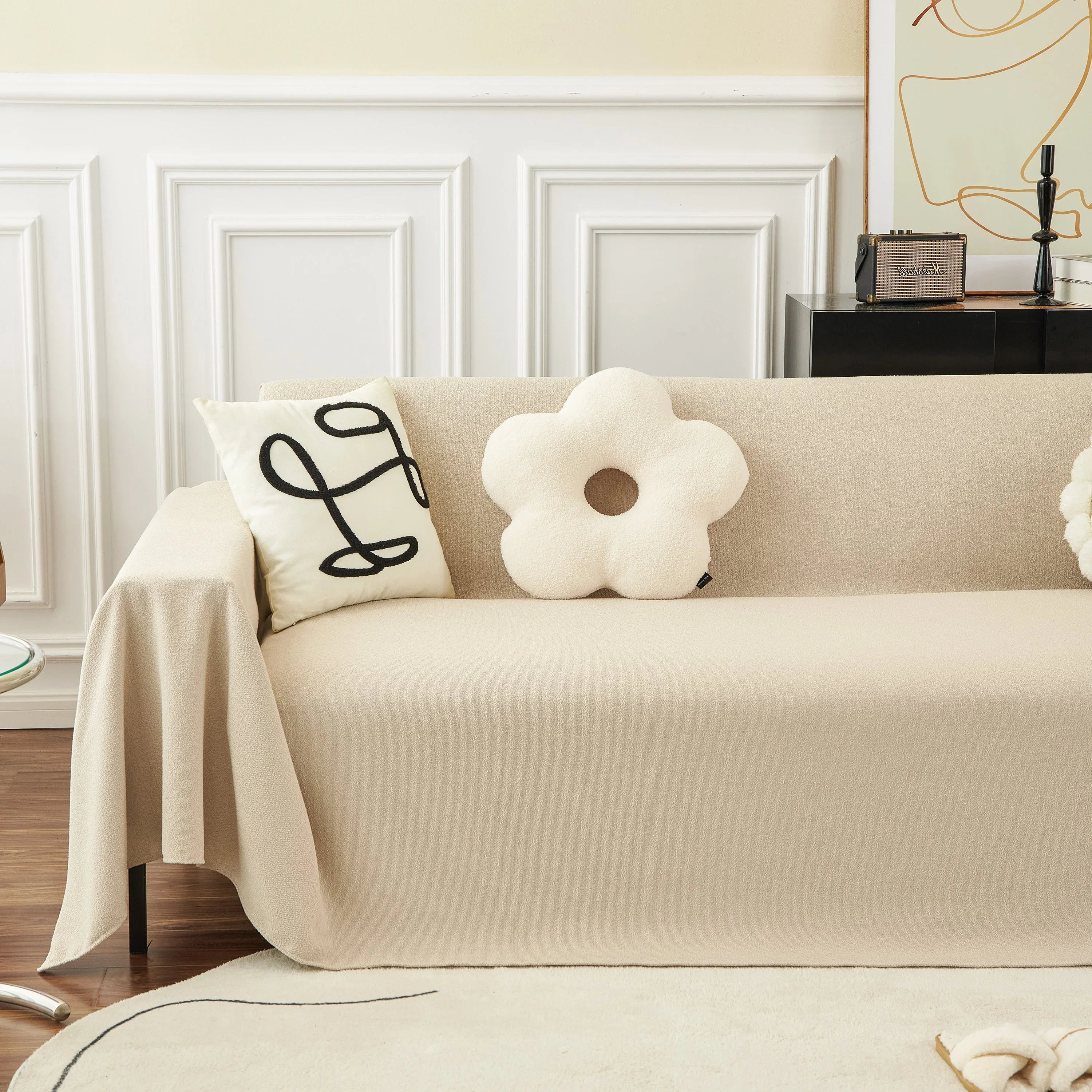 Teddy Throw Blanket and Stylish Slipcover for Couch, Waterproof Sofa Cover for Pets - TaroTextile