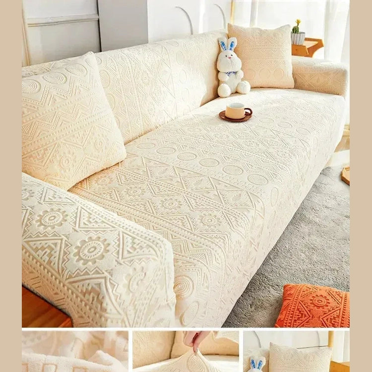 Thick Elastic Sofa Cover Slipcover Stretchy Polar Fleece Seater Corner Couch Cover - TaroTextile