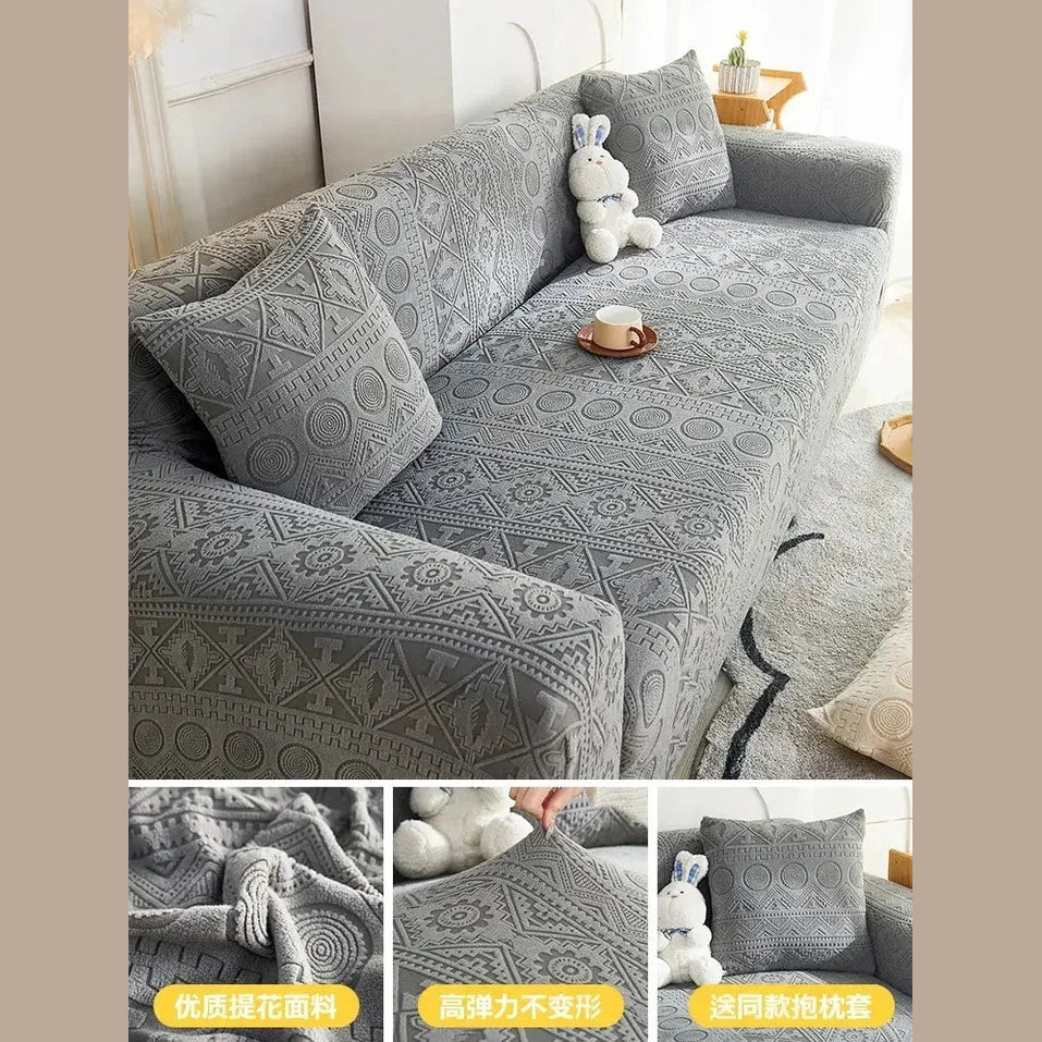Thick Elastic Sofa Cover Slipcover Stretchy Polar Fleece Seater Corner Couch Cover - TaroTextile
