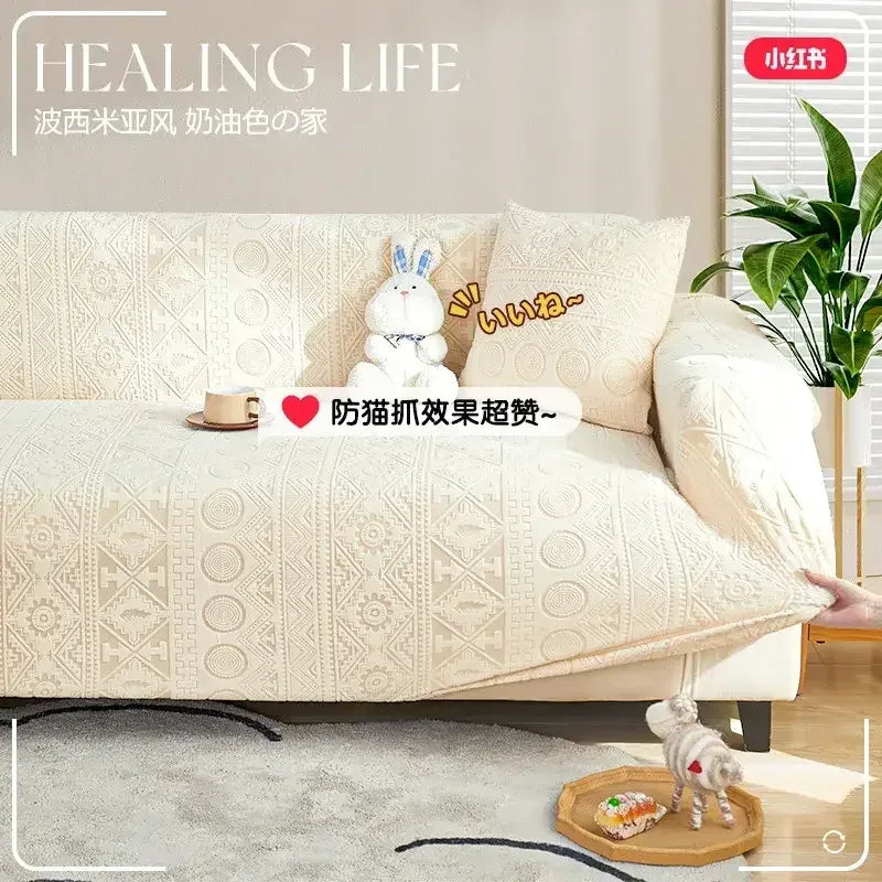 Thick Elastic Sofa Cover Slipcover Stretchy Polar Fleece Seater Corner Couch Cover - TaroTextile