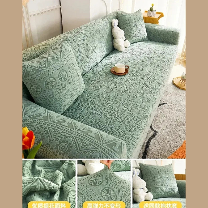 Thick Elastic Sofa Cover Slipcover Stretchy Polar Fleece Seater Corner Couch Cover - TaroTextile