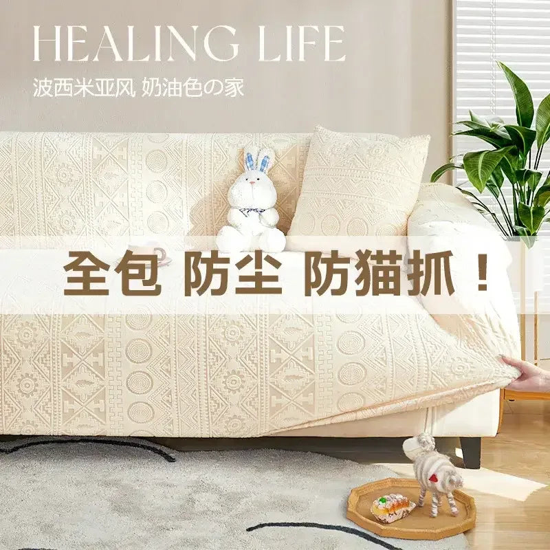 Thick Elastic Sofa Cover Slipcover Stretchy Polar Fleece Seater Corner Couch Cover - TaroTextile